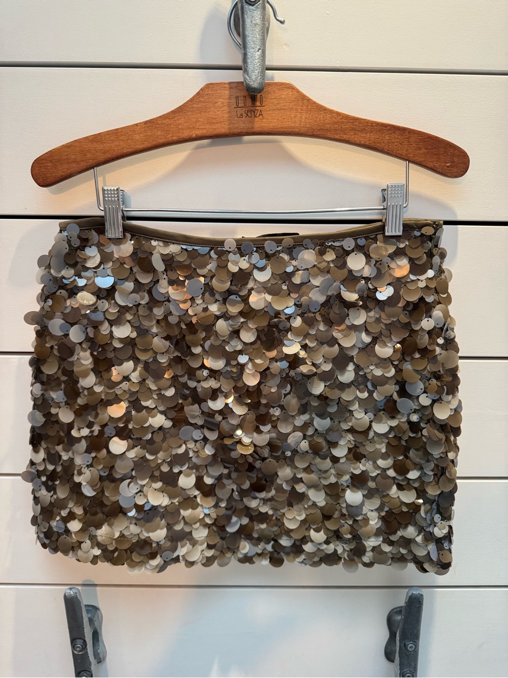 Zara Olive Metallic Sequin Mini Skirt